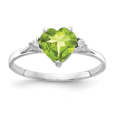 7mm Heart Peridot Diamond Ring 14k White Gold X9681PE_AA, MPN: X9681PE_AA, 883957579856
