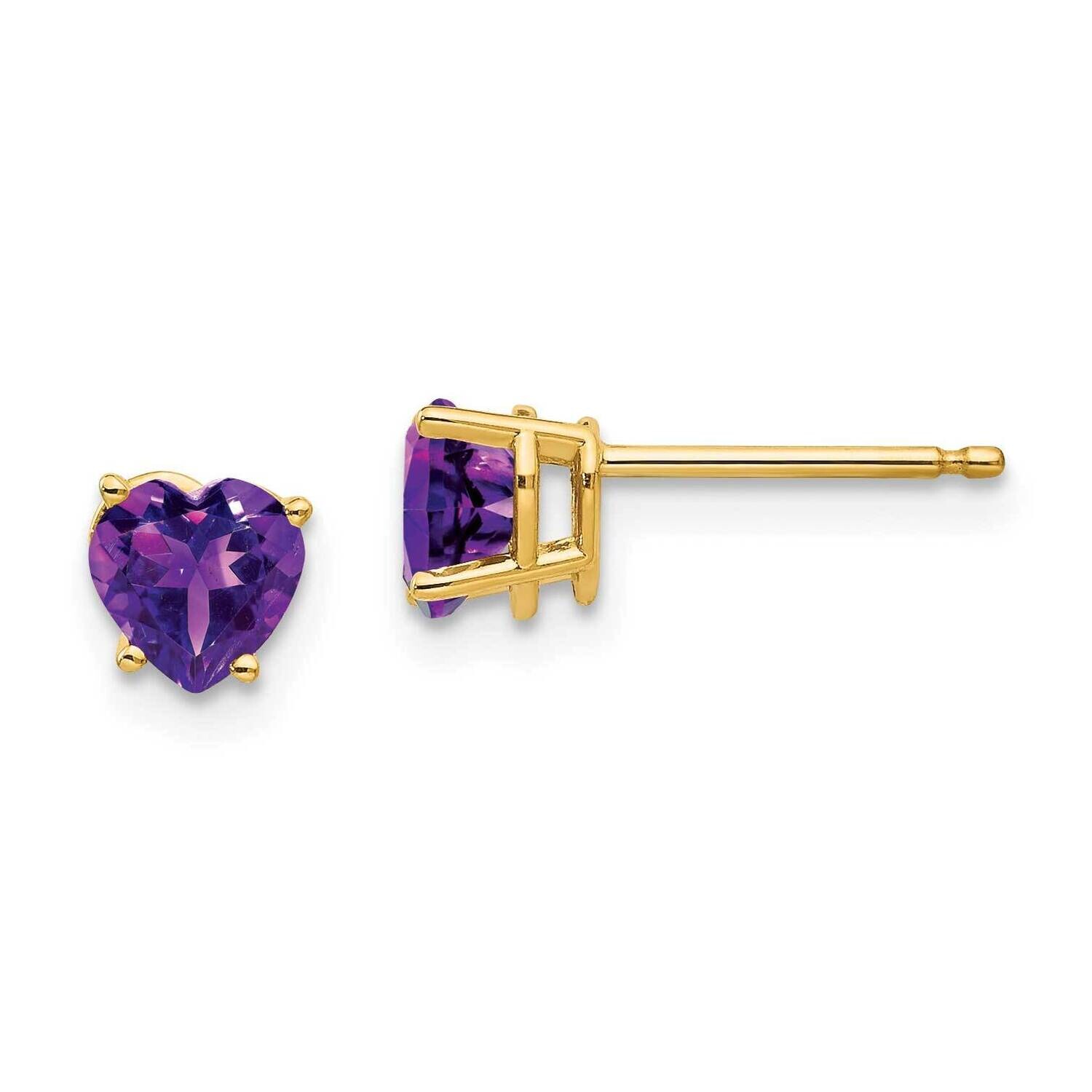 5mm Heart Amethyst Earrings 14k Gold XE97AM, MPN: XE97AM, 883957339306