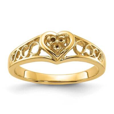 0.05ct. Diamond Heart Ring Mounting 14k Gold Polished Y1732, MPN: Y1732,