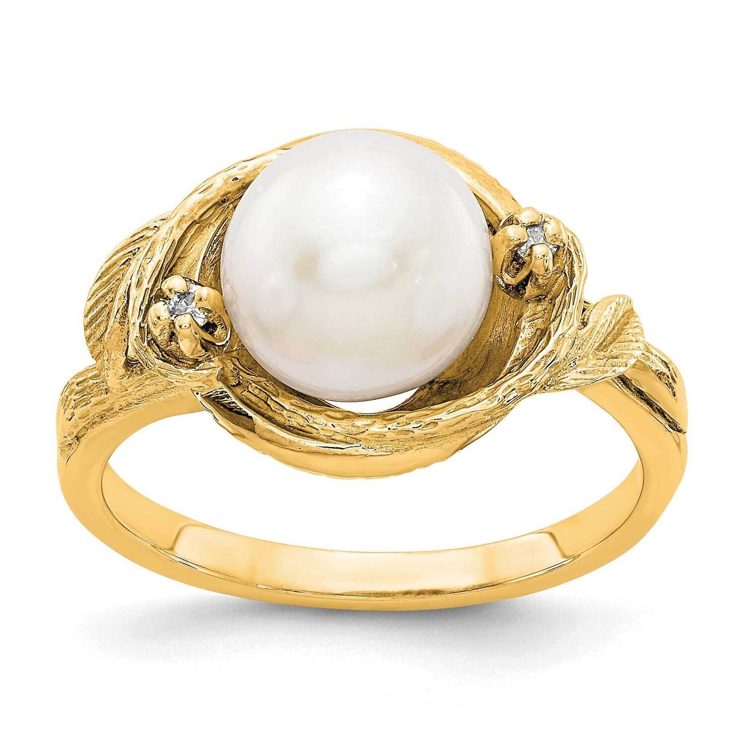 7.5mm Fresh Water Cultured Pearl Diamond Ring 14k Gold Y4382PL/A, MPN: Y4382PL/A, 883957091310