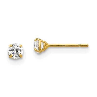 3mm Round Synthetic Diamond Post Earrings 14k Gold XD26CZ, MPN: XD26CZ, 716838209866