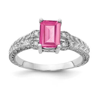 7x5mm Emerald Cut Pink Tourmaline Diamond Ring 14k White Gold Y2266PT_AA, MPN: Y2266PT_AA, 88395762…