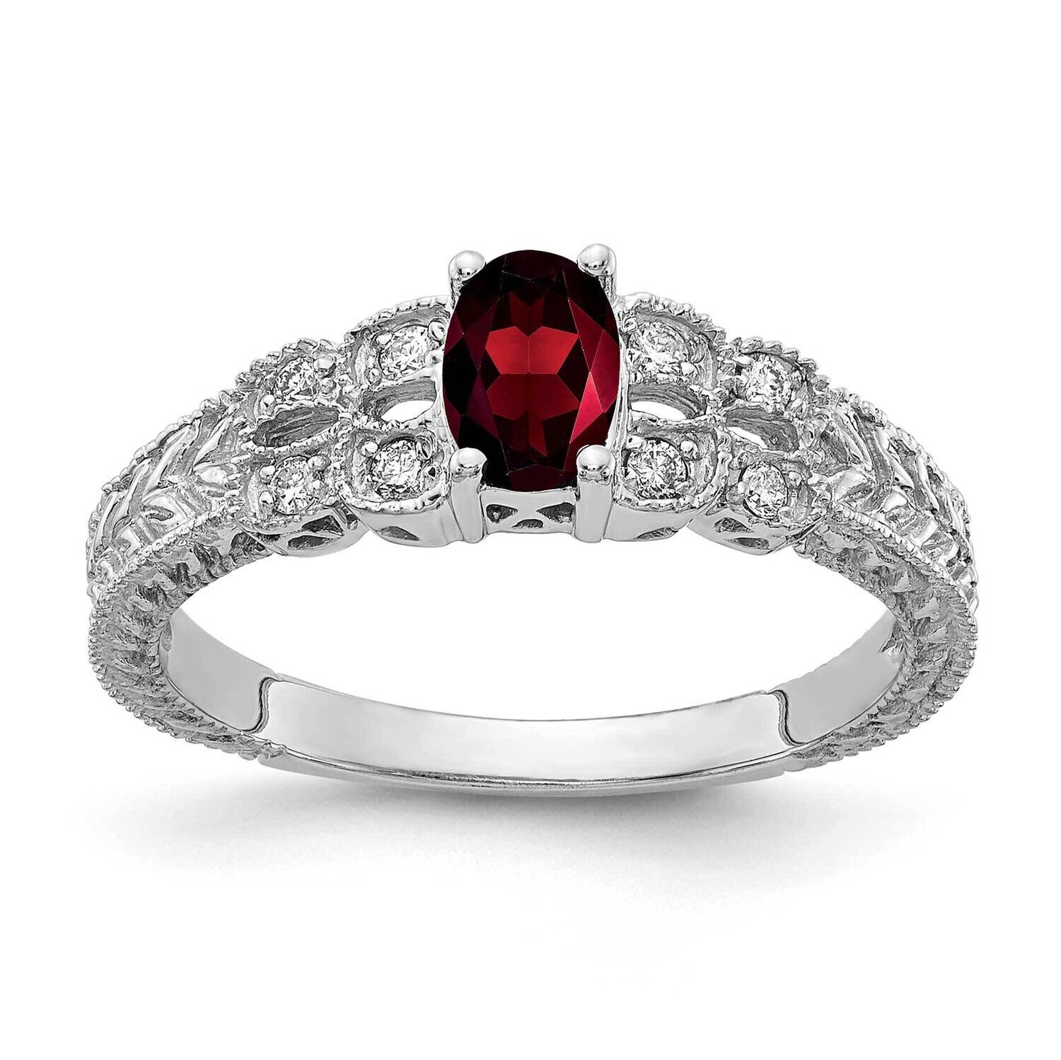 Garnet Diamond Ring 14k white Gold 6x4mm Oval Y2065GA/A, MPN: Y2065GA/A, 883957684574