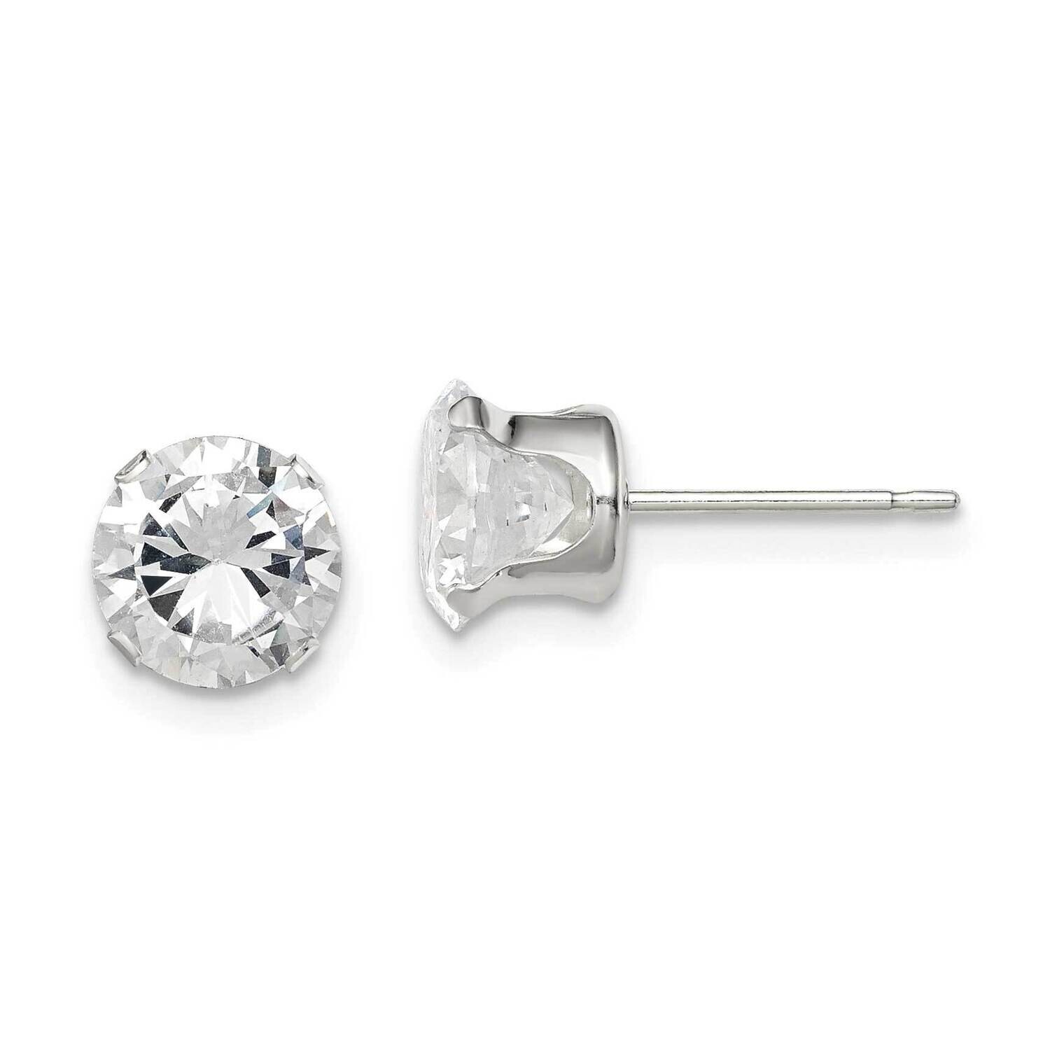 7mm Round Snap Set Diamond Stud Earrings Sterling Silver QE1006