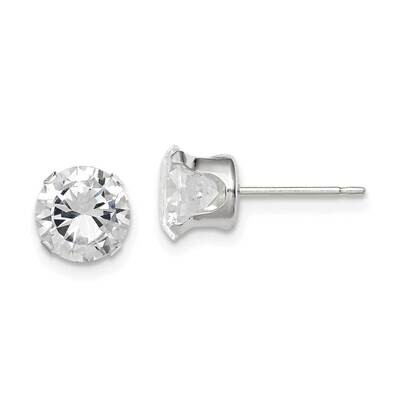 7mm Round Snap Set Diamond Stud Earrings Sterling Silver QE1006, MPN: QE1006, 883957585277