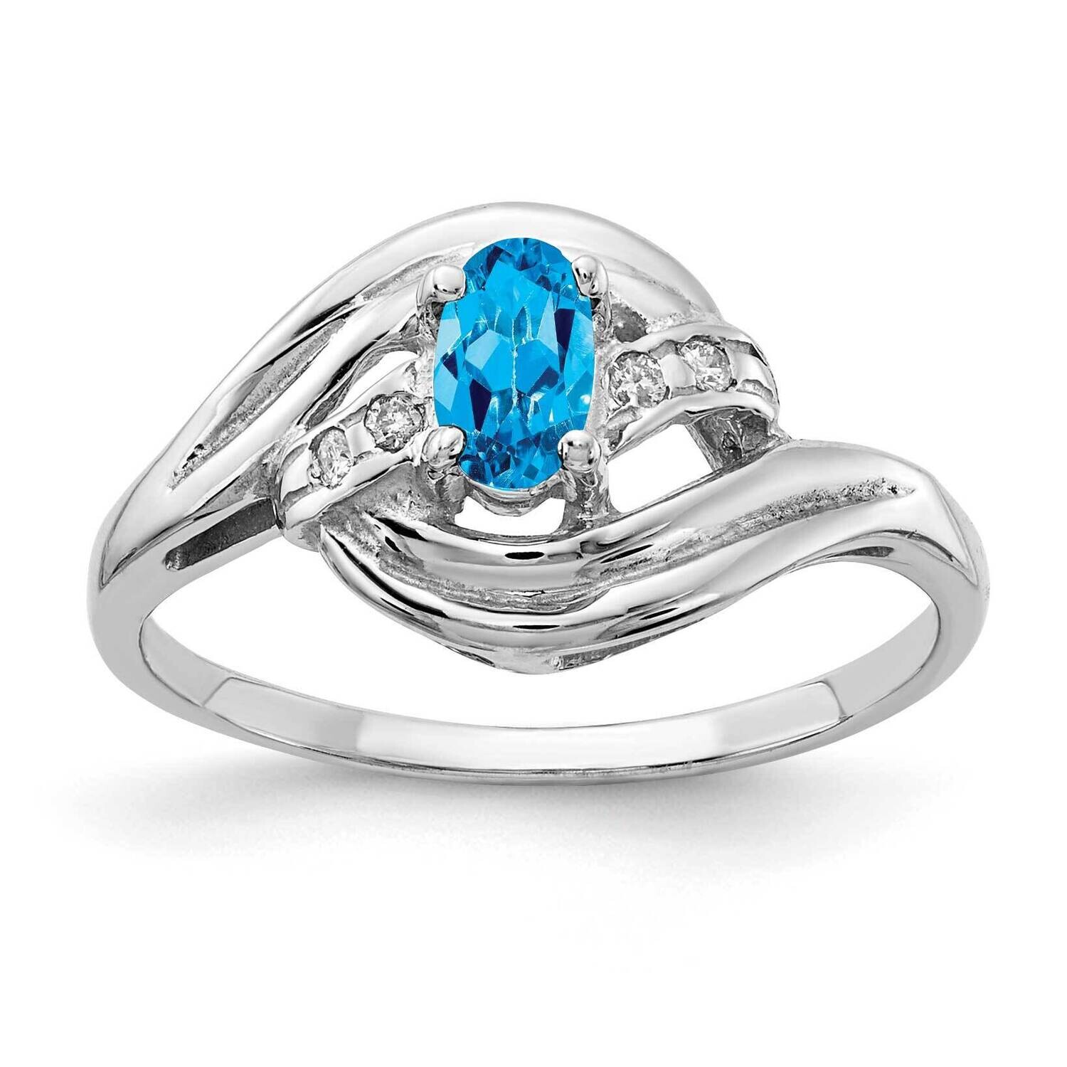 5x3mm Oval Blue Topaz Diamond Ring 14k White Gold X9723BT_AA, MPN: X9723BT_AA, 883957640150