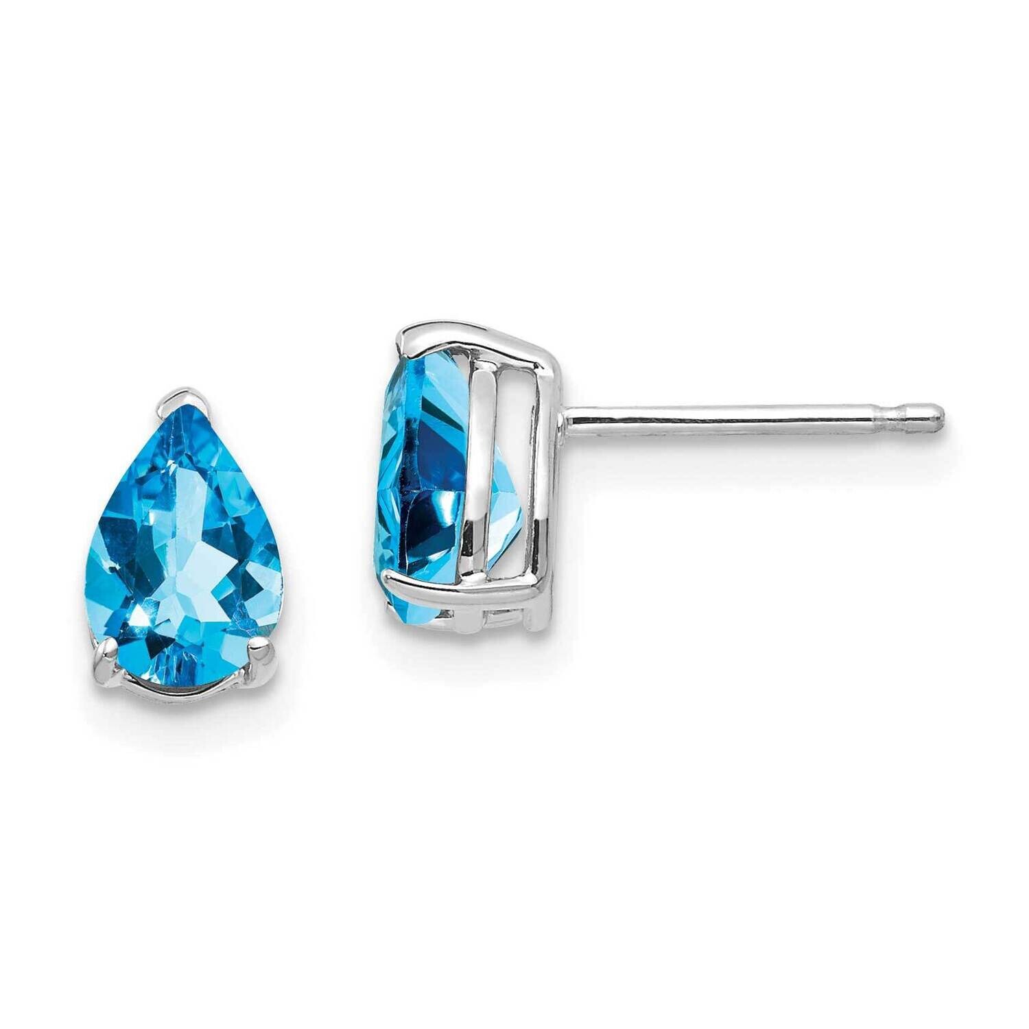 7x5mm Pear Blue Topaz Earrings 14k White Gold XE80WBT, MPN: XE80WBT, 883957103297