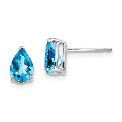 7x5mm Pear Blue Topaz Earrings 14k White Gold XE80WBT, MPN: XE80WBT, 883957103297