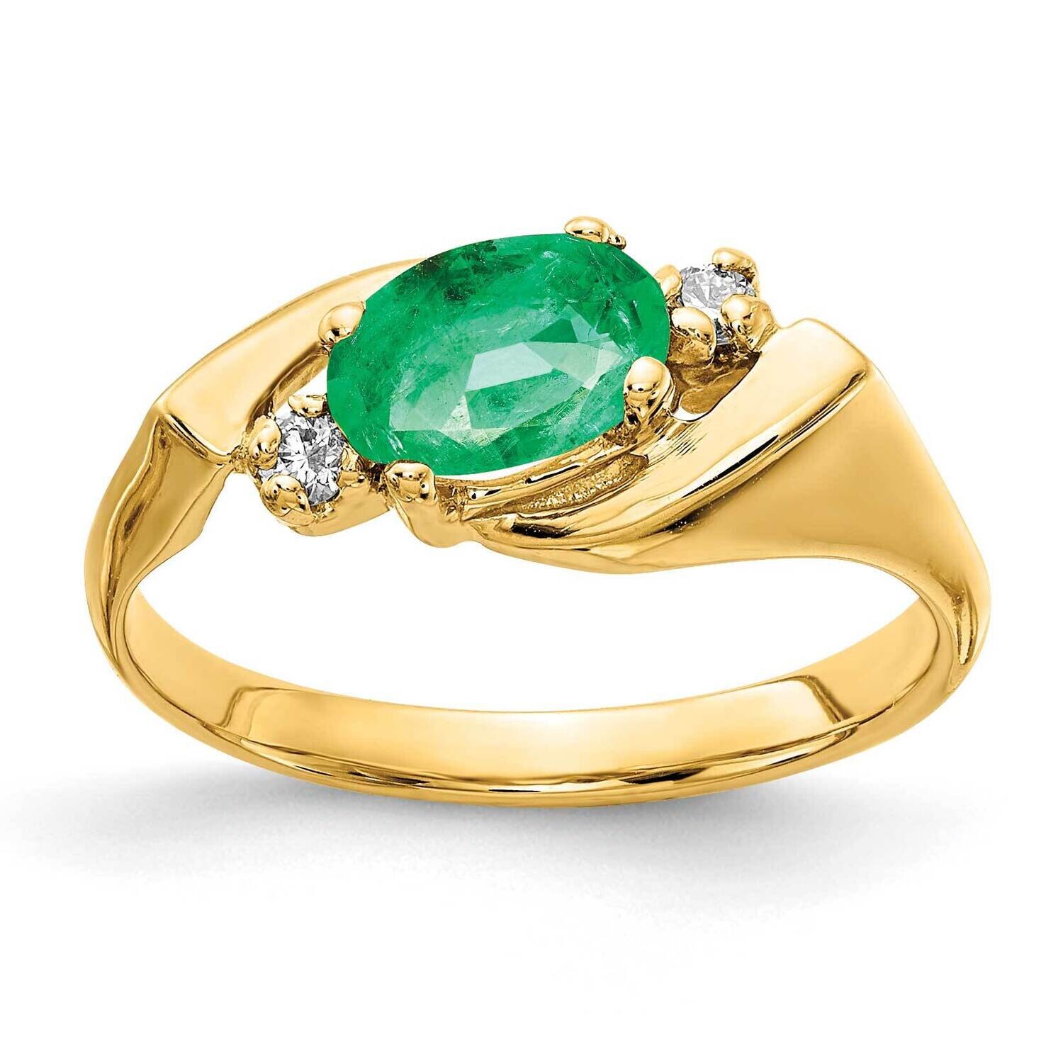 Emerald Diamond Ring 14k Gold 7x5mm Oval Y2260E/A, MPN: Y2260E/A, 883957611211