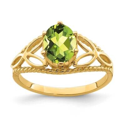Peridot Ring 14k Gold 8x6mm Oval X6102PE, MPN: X6102PE, 883957533445