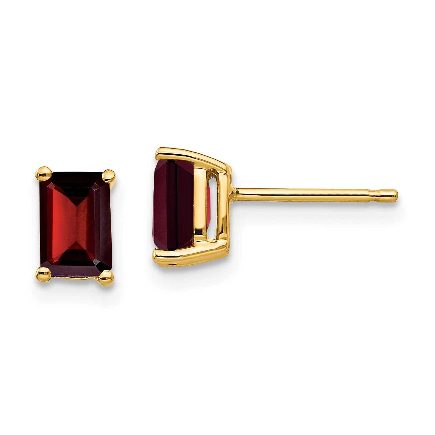6x4mm Emerald Cut Garnet Earrings 14k Gold XE65GA, MPN: XE65GA, 883957094915