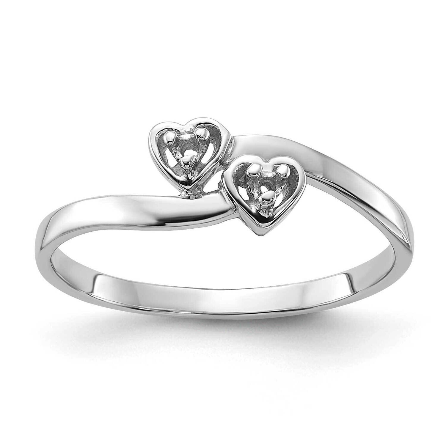 Polished .02ct. Diamond Heart Ring Mounting 14k White Gold Y1836, MPN: Y1836,