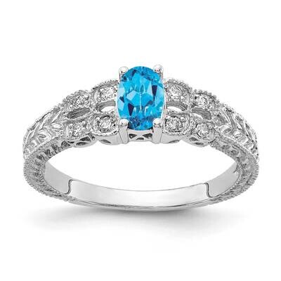 Blue Topaz Diamond Ring 14k white Gold 6x4mm Oval Y2065BT/A, MPN: Y2065BT/A, 883957683010