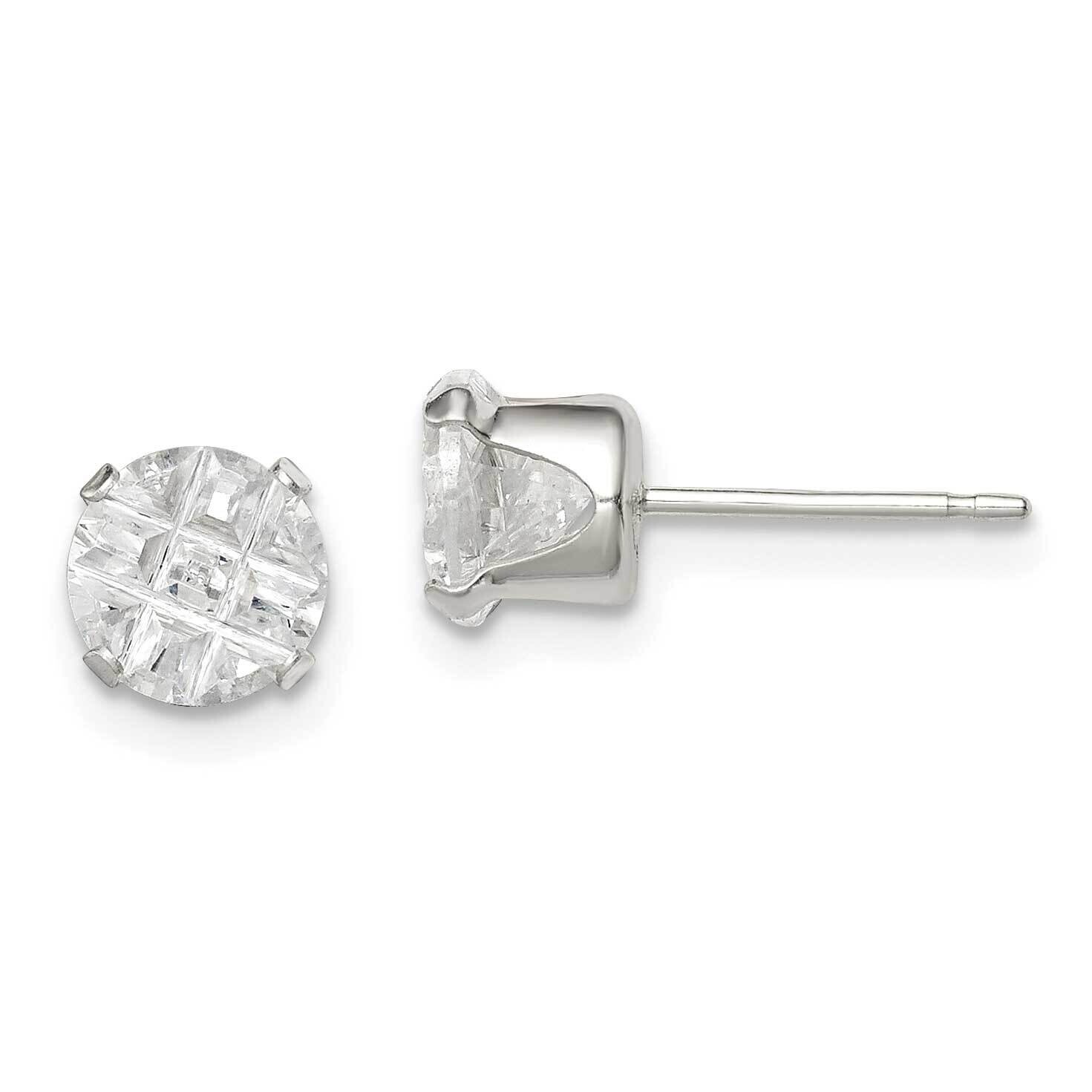 6mm Round 4 Prong Diamond Stud Earrings Sterling Silver QE7488, MPN: QE7488, 883957545257