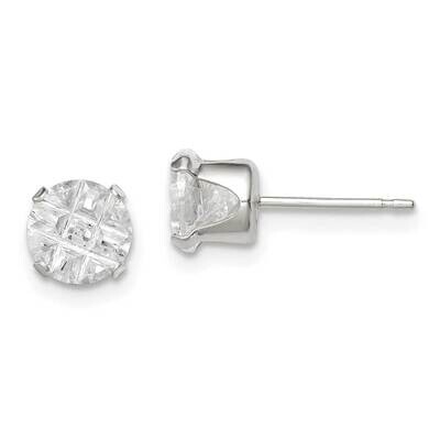 6mm Round 4 Prong Diamond Stud Earrings Sterling Silver QE7488, MPN: QE7488, 883957545257