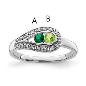 Family Jewelry Synthetic Stone &amp; Diamond Set Ring 14k White Gold XMRW29/2SY, MPN: XMRW29_2--6, 8839…