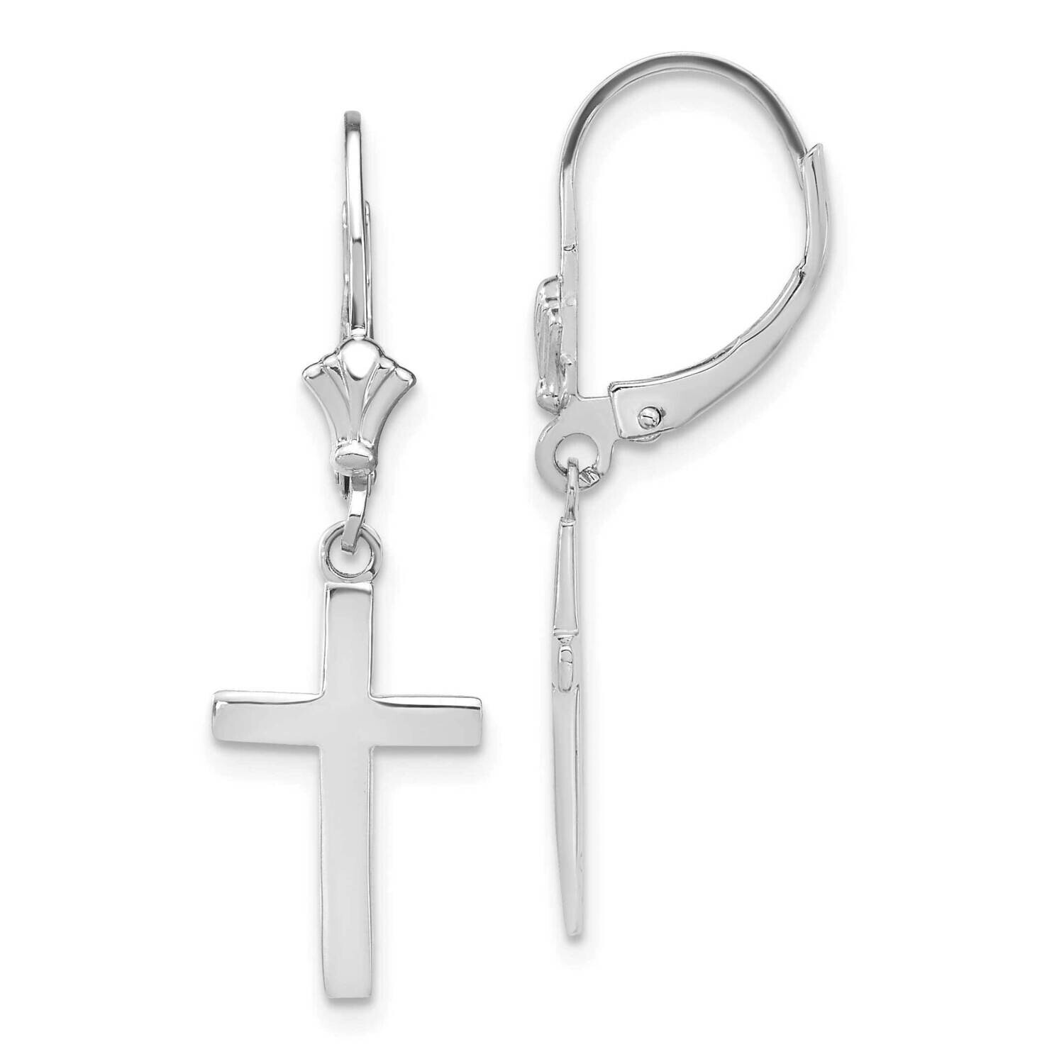 Cross Leverback Earrings 14k White Gold Polished TF1776W, MPN: TF1776W, 637218175505