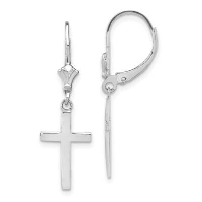 Cross Leverback Earrings 14k White Gold Polished TF1776W, MPN: TF1776W, 637218175505