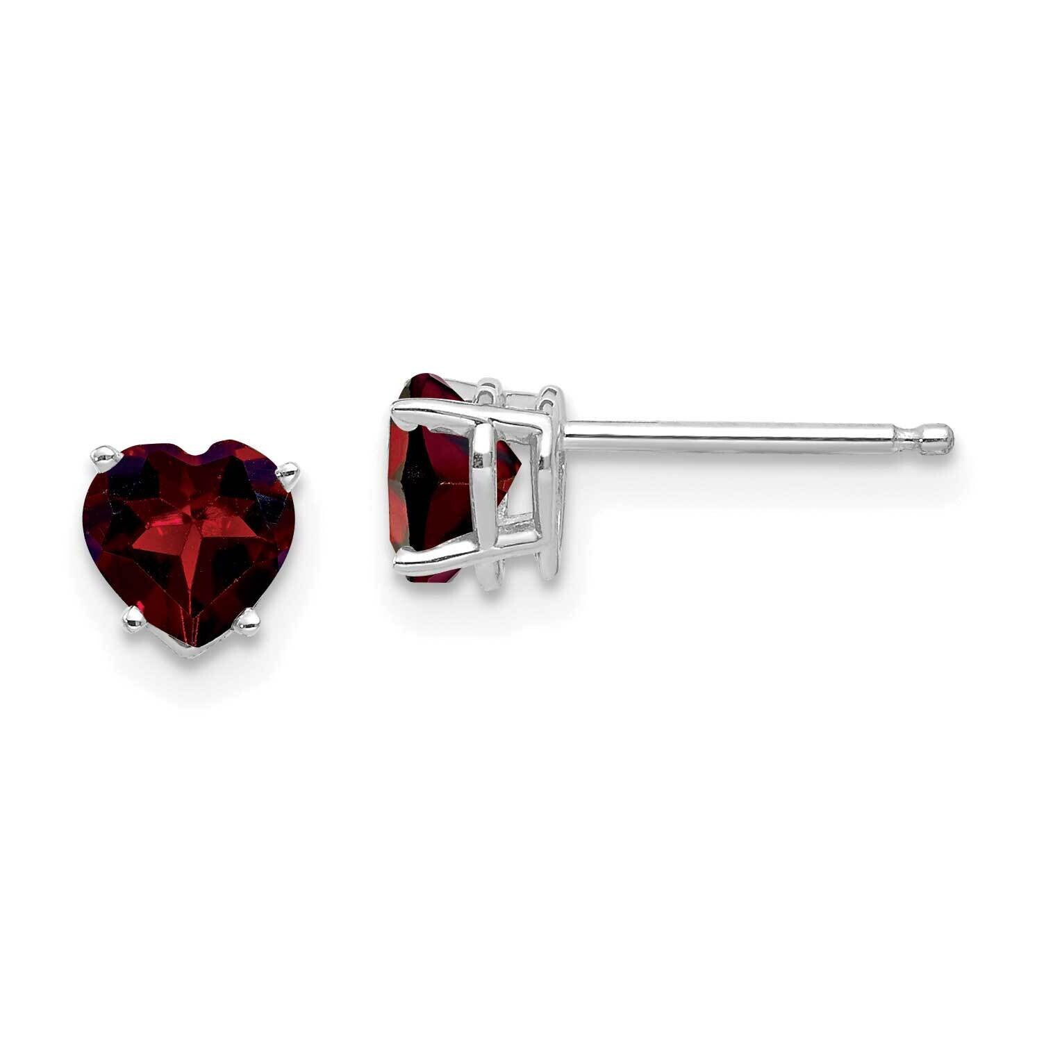 5mm Heart Garnet Earrings 14k White Gold XE97WGA, MPN: XE97WGA, 883957110677
