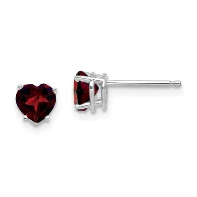 5mm Heart Garnet Earrings 14k White Gold XE97WGA, MPN: XE97WGA, 883957110677