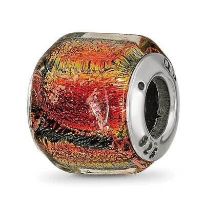 Orange Dichroic Glass Bead - Sterling Silver QRS1480, MPN: QRS1480, 883957305967