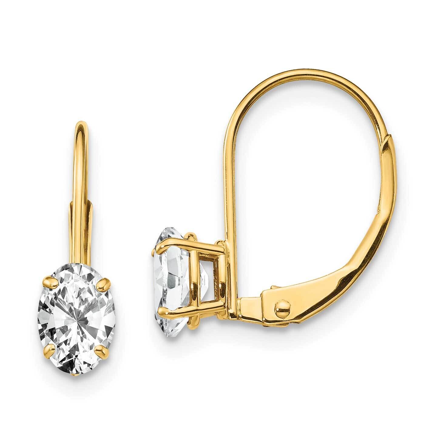 6x4mm Oval Cubic Zirconia Leverback Earrings 14k Gold XLB114CZ Diamond, MPN: XLB114CZ, 883957120102