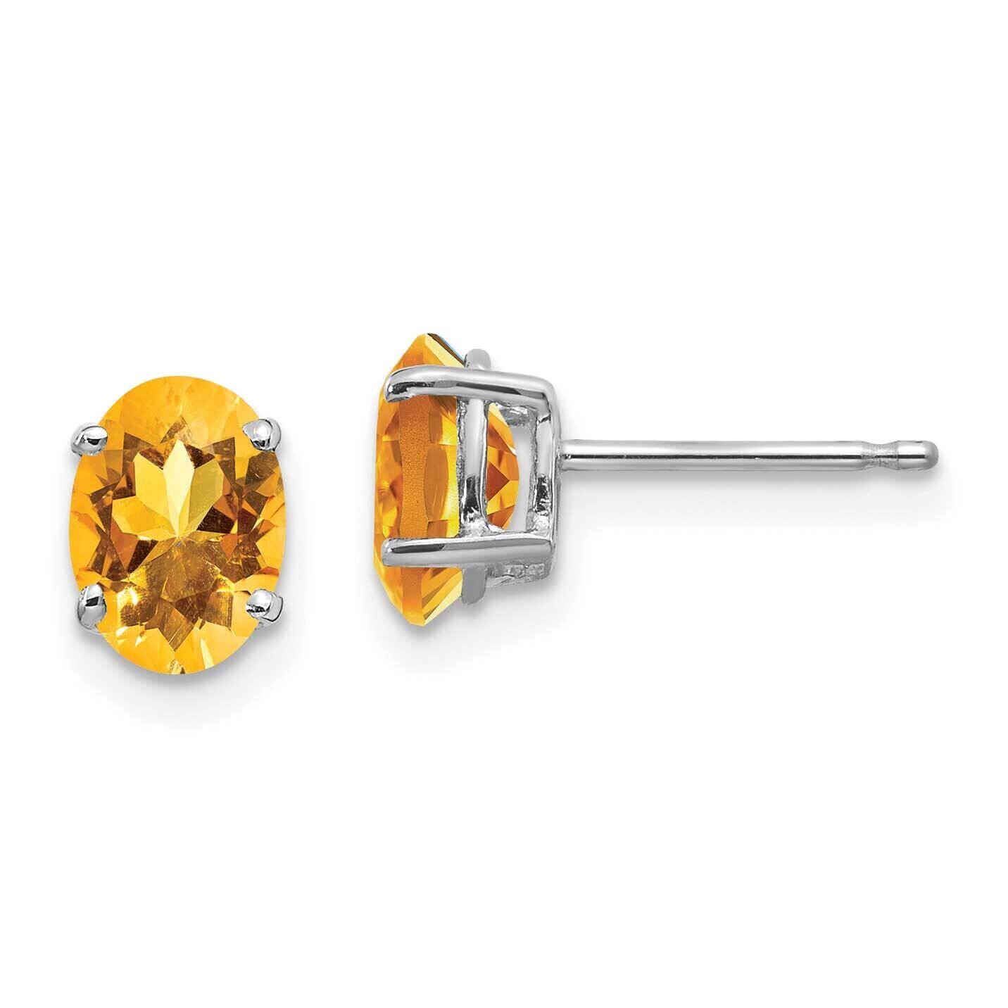 7x5mm Oval Citrine Earrings 14k White Gold XE87WCI