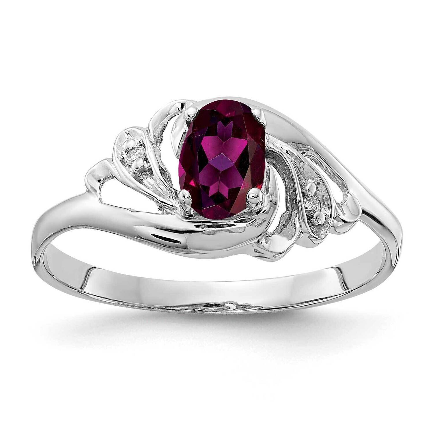 Rhodolite Garnet Diamond Ring 14k white Gold 6x4mm Oval X9717RG/A, MPN: X9717RG/A, 883957646336