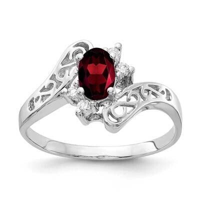 6x4mm Oval Garnet Diamond Ring 14k White Gold X9734GA_AA, MPN: X9734GA_AA, 883957645278