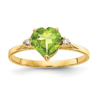 7mm Heart Peridot Diamond Ring 14k Gold X9682PE_AA, MPN: X9682PE_AA, 883957570983