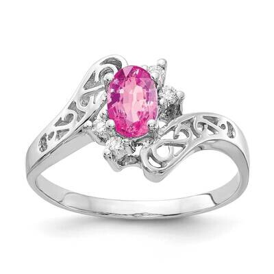 6x4mm Oval Pink Sapphire Diamond Ring 14k White Gold X9734SP_AA, MPN: X9734SP_AA, 883957646152