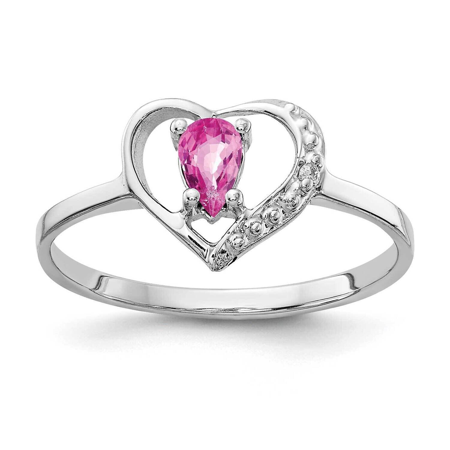 5x3mm Pear Pink Sapphire Diamond Ring 14k White Gold X9729SP_AA