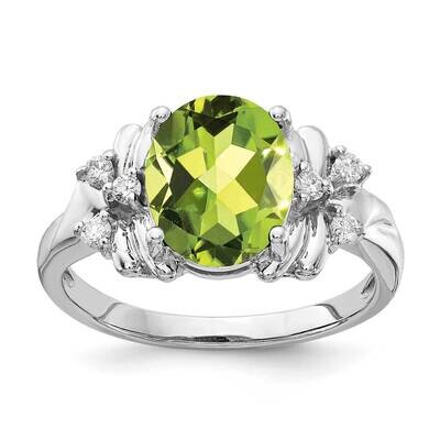 10x8mm Oval Peridot Diamond Ring 14k white Gold Y2240PE/A, MPN: Y2240PE/A, 883957618463