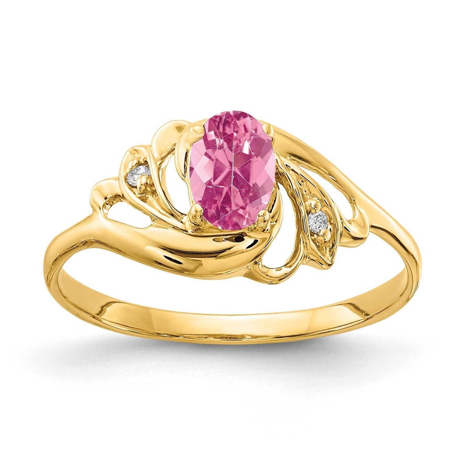 6x4mm Oval Pink Tourmaline Diamond Ring 14k Gold X9716PT_AA