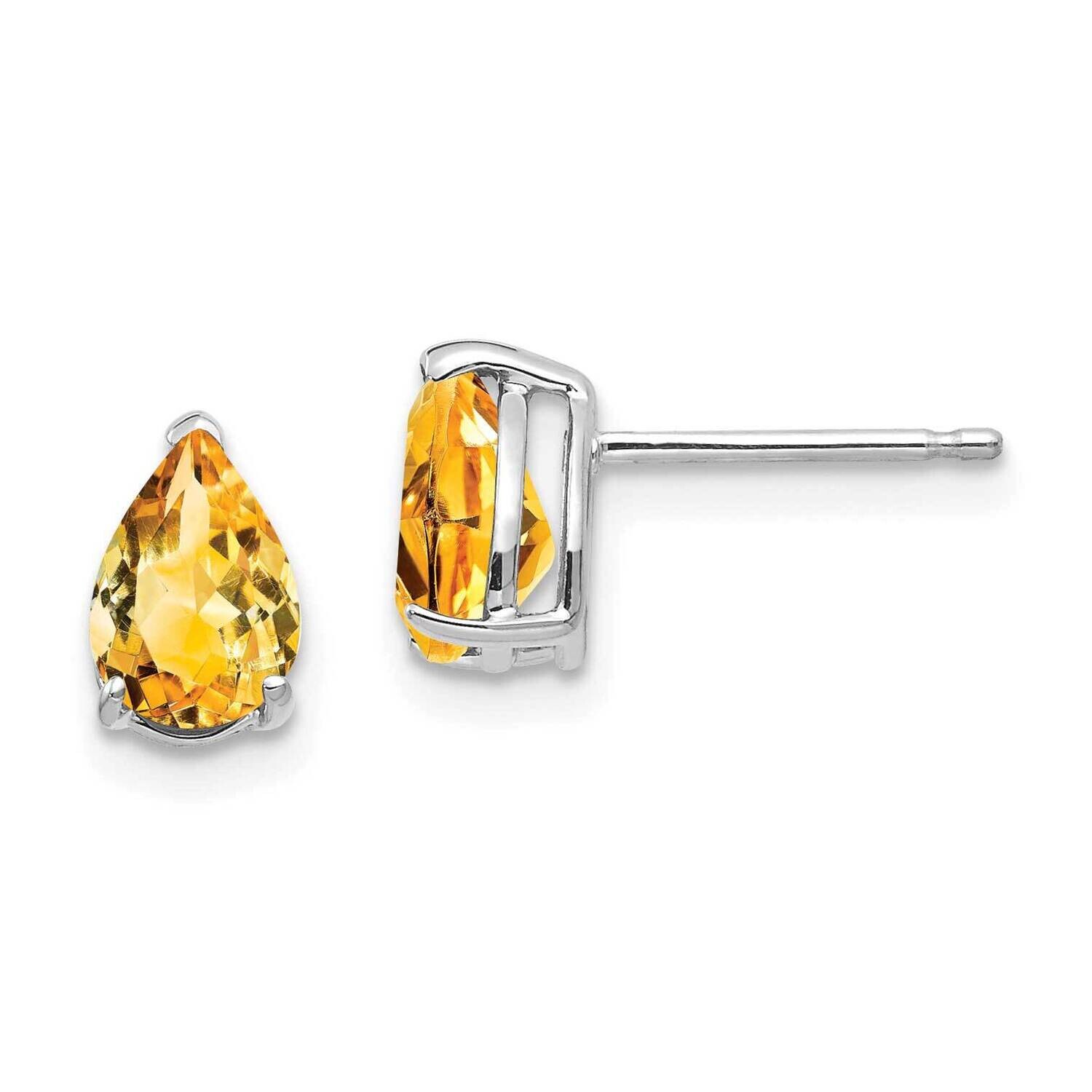 7x5mm Pear Citrine Earrings 14k White Gold XE80WCI, MPN: XE80WCI, 883957103310