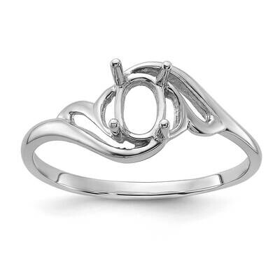 Polished 6x4 Oval Gemstone Ring Mounting 14k White Gold Y2094, MPN: Y2094,