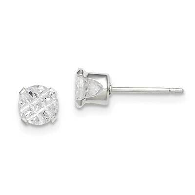 5mm Round 4 Prong Diamond Stud Earrings Sterling Silver QE7487, MPN: QE7487, 883957519579