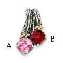 Two-Stone Mother&#39;s Pendant Sterling Silver &amp; 14k Gold QMPD10/2SY, MPN: QMPD10_2--6,