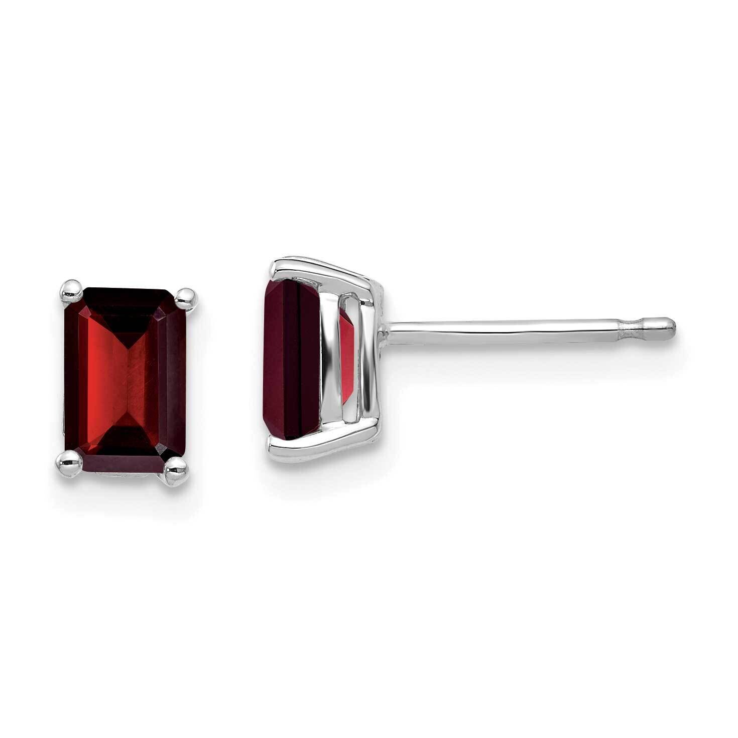 6x4mm Emerald Cut Garnet Earrings 14k White Gold XE65WGA, MPN: XE65WGA, 883957095080