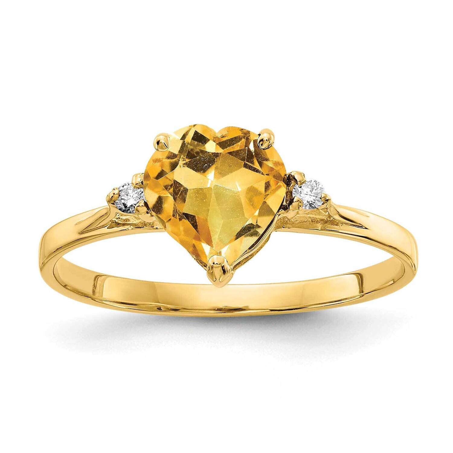 7mm Heart Citrine Diamond Ring 14k Gold X9682CI_AA, MPN: X9682CI_AA, 883957570723