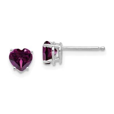 5mm Heart Rhodolite Garnet Earrings 14k White Gold XE97WRG, MPN: XE97WRG, 883957110707
