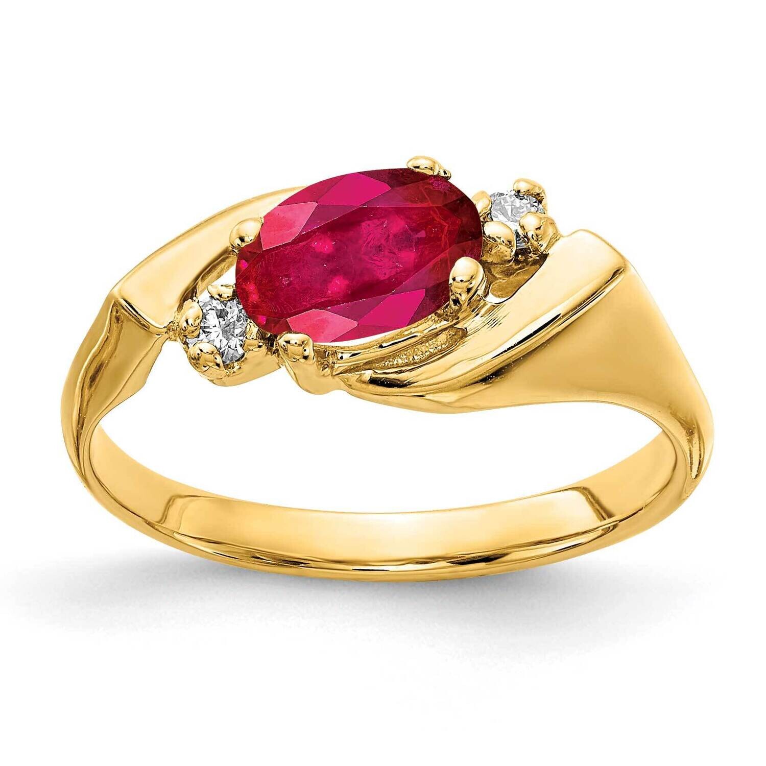 Ruby Diamond Ring 14k Gold 7x5mm Oval Y2260R/A