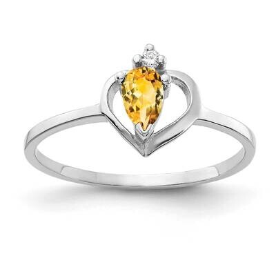5x3mm Pear Citrine Diamond Ring 14k white Gold X9715CI/A, MPN: X9715CI/A, 883957642734