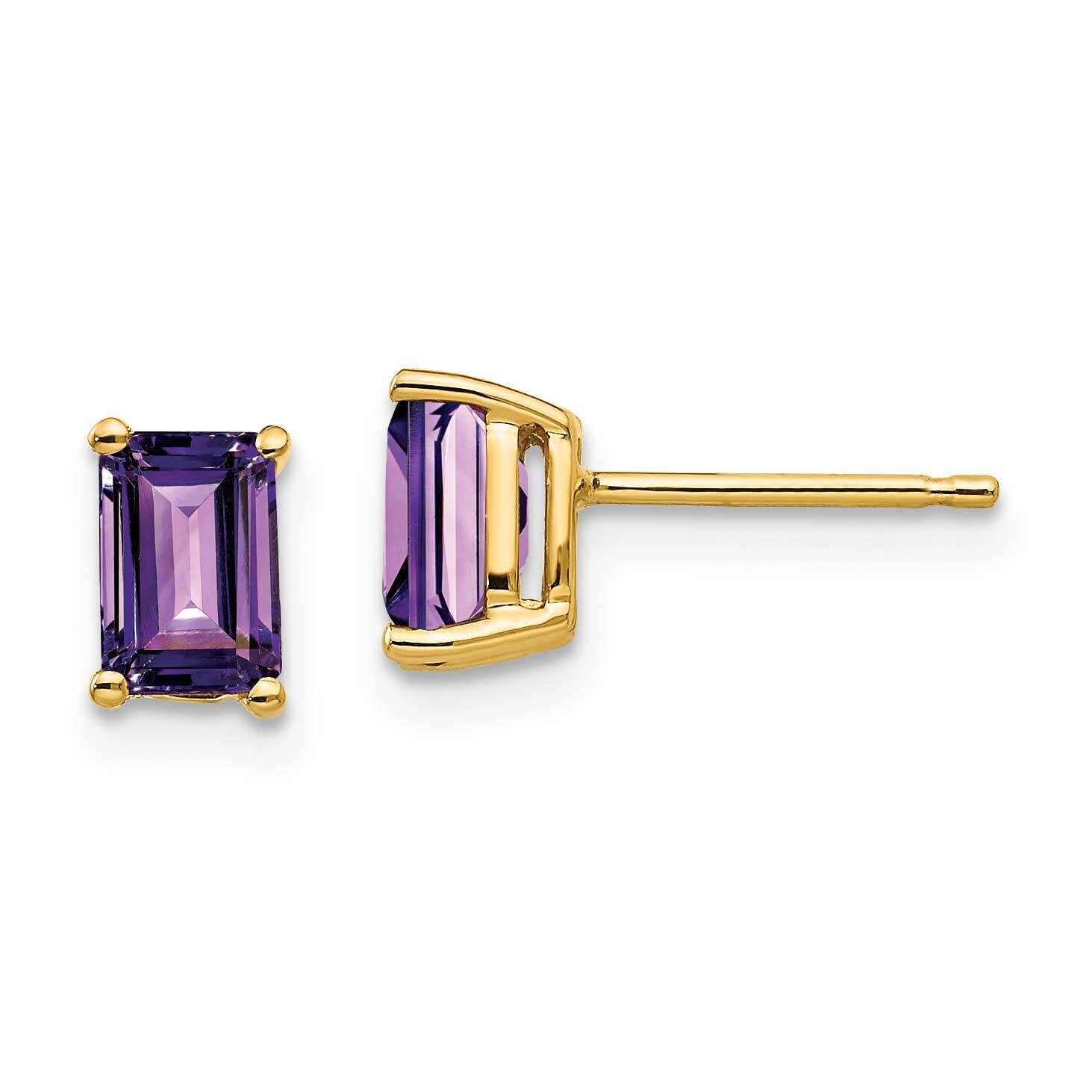 6x4mm Emerald Cut Amethyst Earrings 14k Gold XE65AM, MPN: XE65AM, 883957094847
