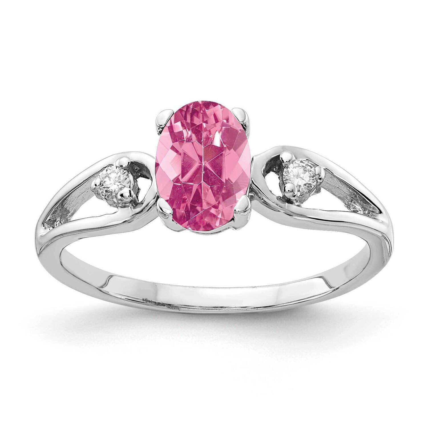 7x5mm Oval Pink Tourmaline Diamond Ring 14k White Gold Y2190PT_AA