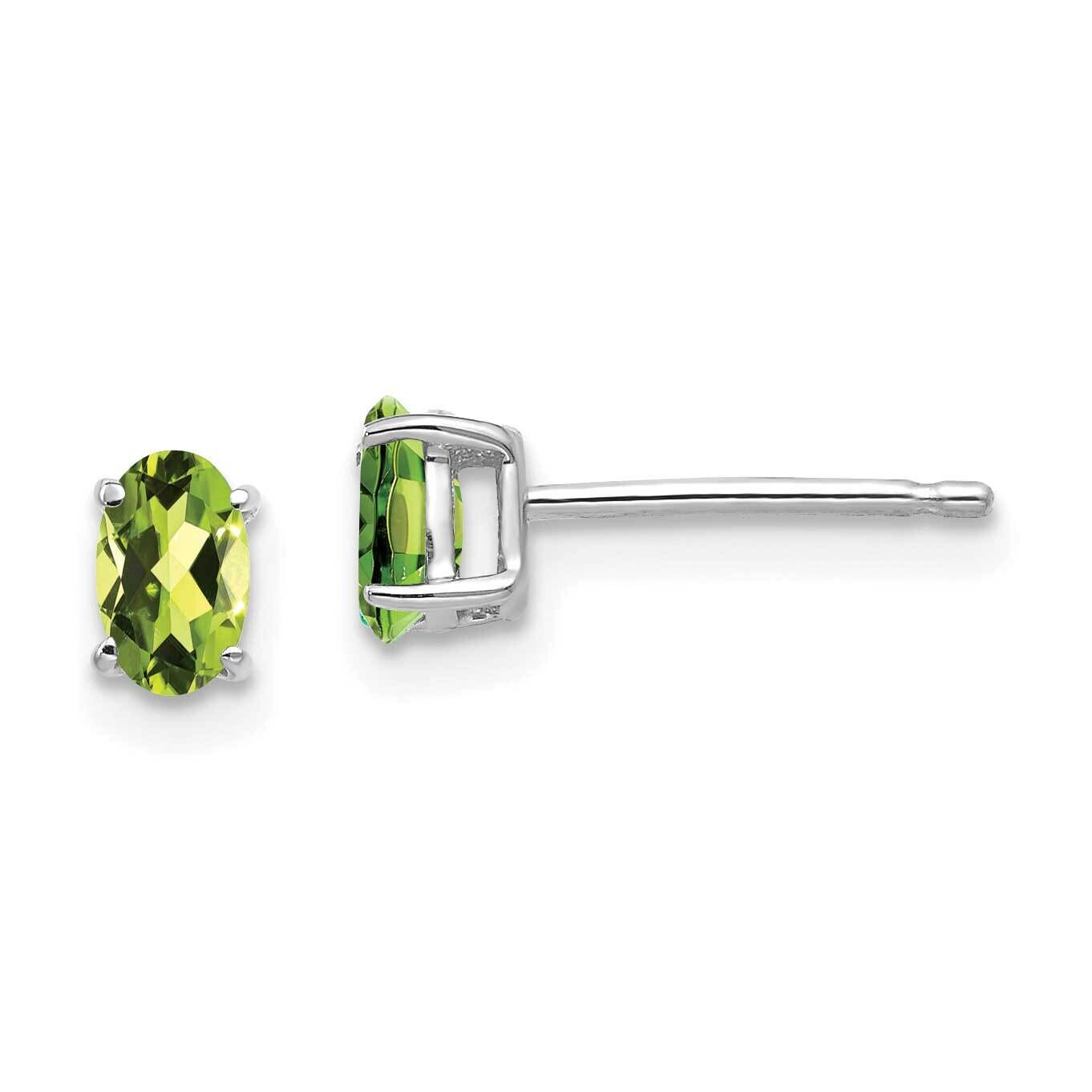 Peridot Diamond Oval Stud Earrings 14k Gold XE85WPE