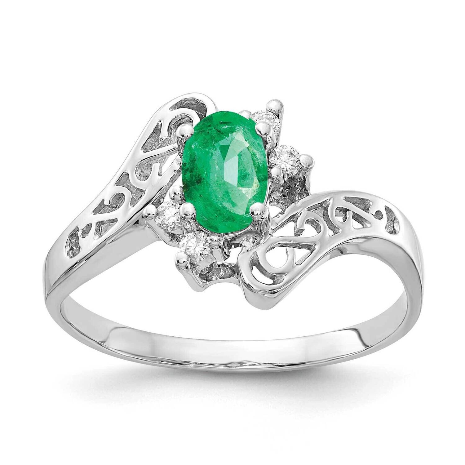 Emerald Diamond Ring 14k white Gold 6x4mm Oval X9734E/A