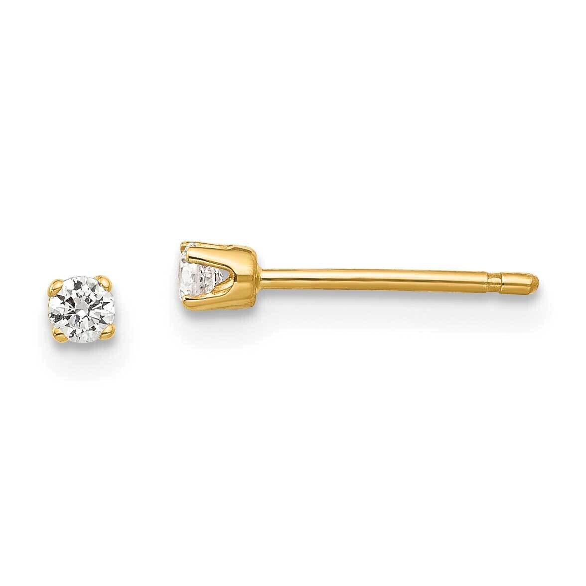 2.25mm Synthetic Diamond stud earrings 14k Gold XD1CZ