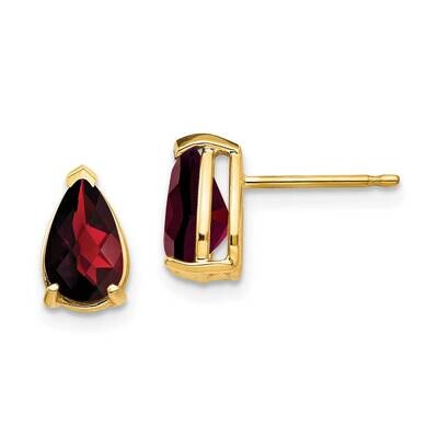 8x5mm Pear Garnet Checker Earrings 14k Gold XE81GC, MPN: XE81GC, 883957103556