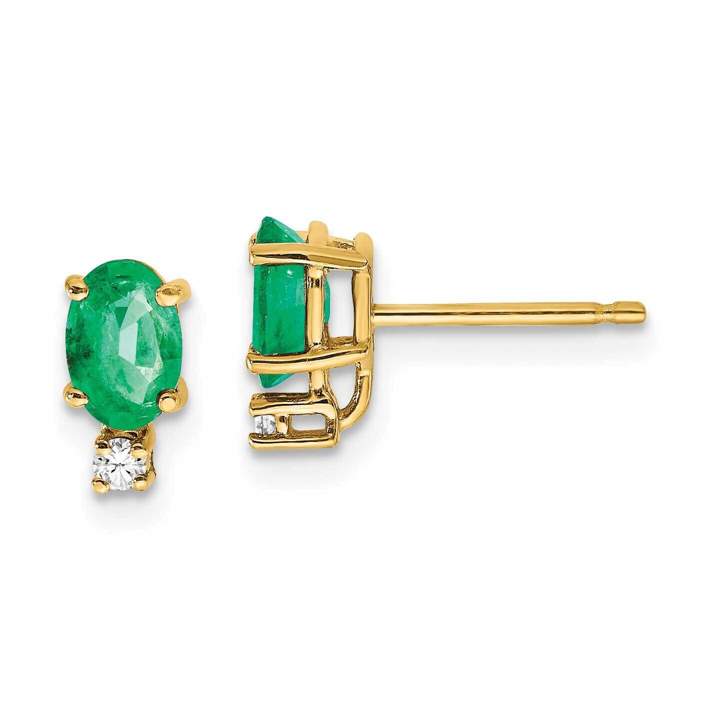 6x4mm Oval Emerald Diamond Earrings 14k Gold XE754E/AAA